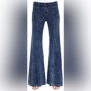 XCVI Dark Blue French Terry Wide Leg Flare Sweatpants XS